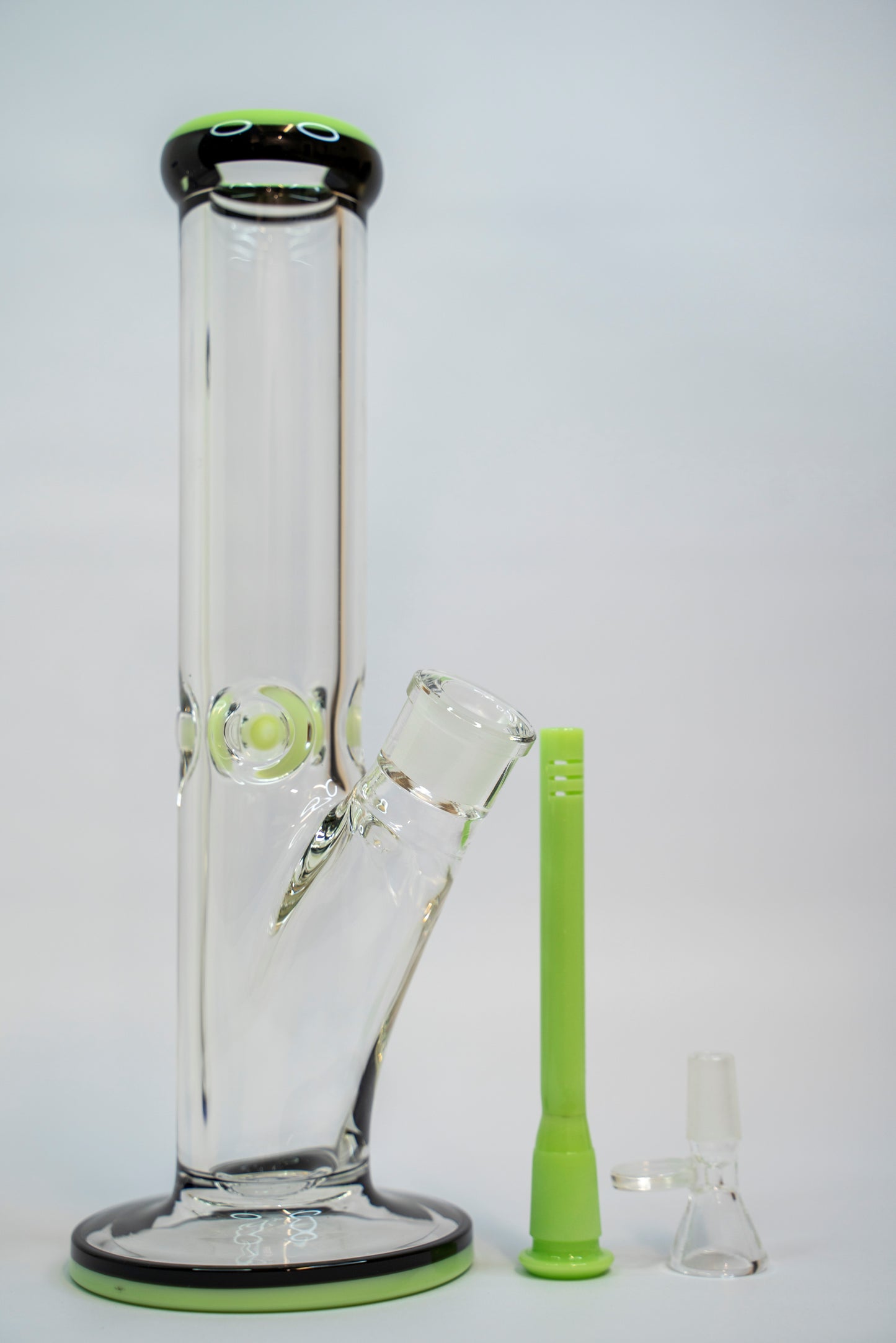 30cm Clear Straight Pipe with Coloured Mouthpiece and Diffuser