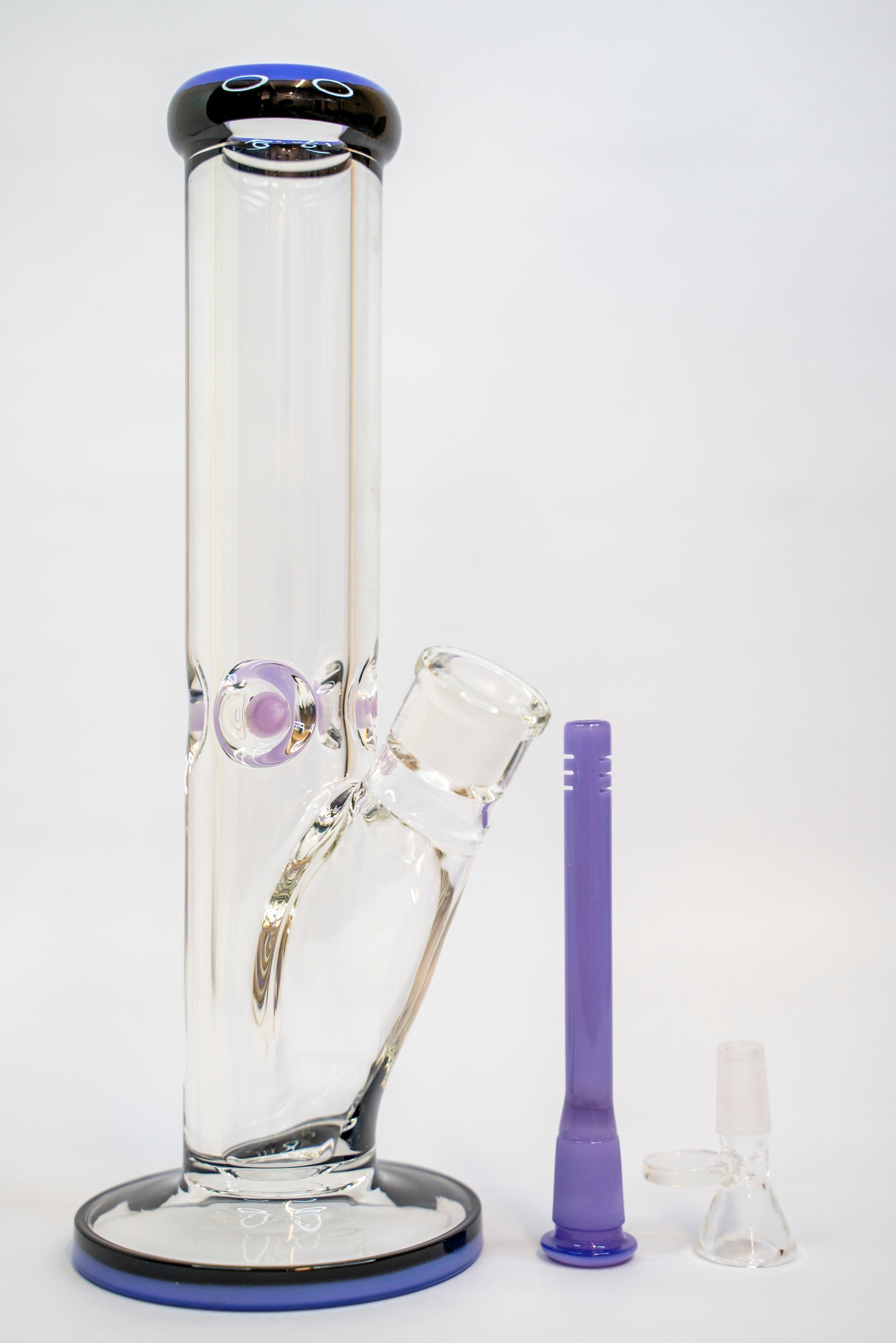 30cm Clear Straight Pipe with Coloured Mouthpiece and Diffuser